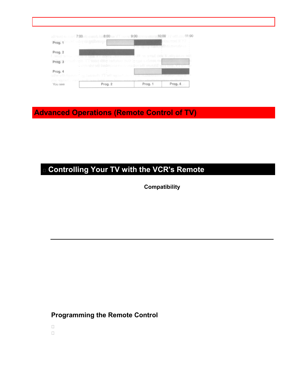 Advanced operations (remote control of tv), Controlling your tv with the vcr's remote, Programming the remote control | Hitachi VT-M181A User Manual | Page 33 / 43