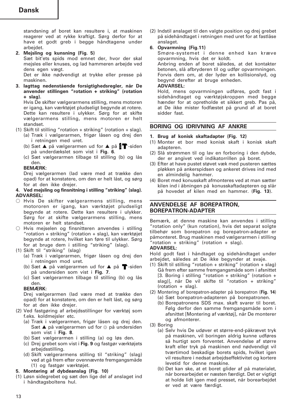 Dansk | Hitachi DH40MB User Manual | Page 14 / 34