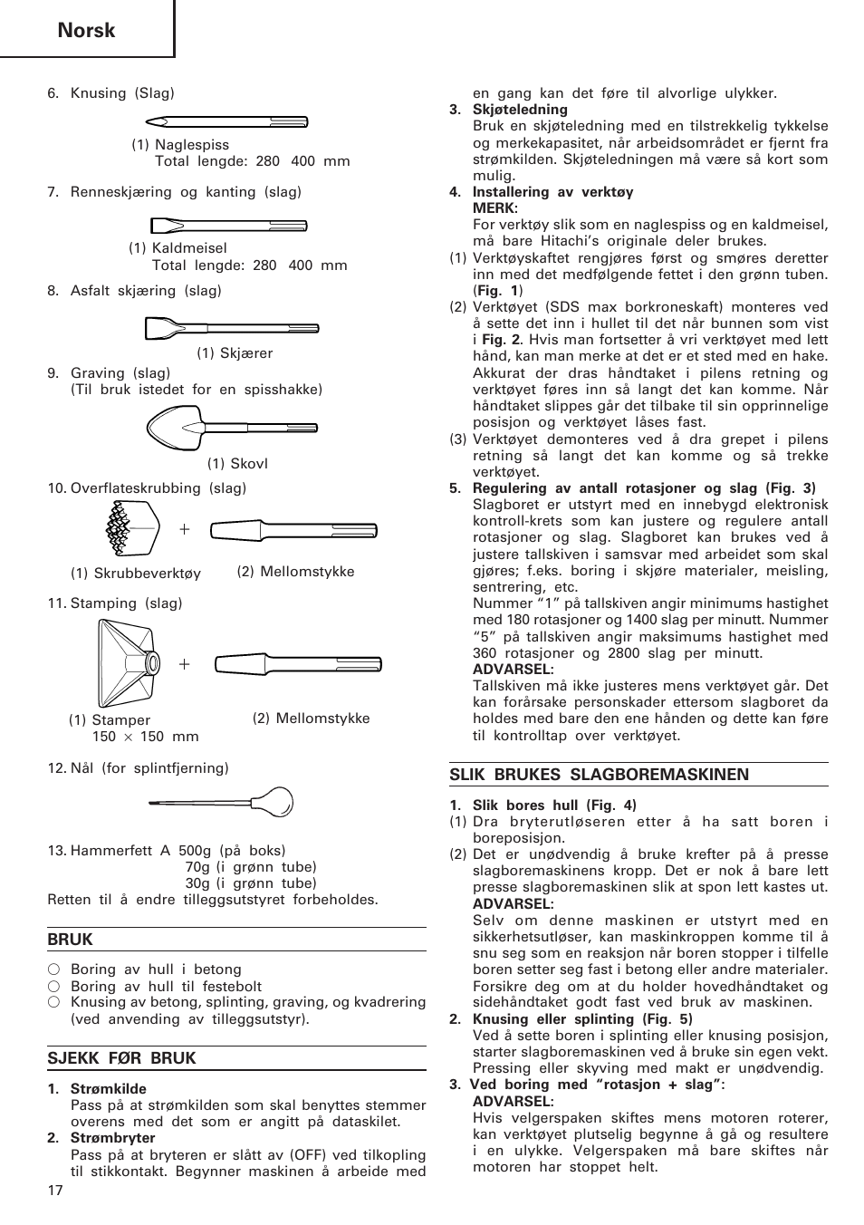 Norsk | Hitachi DH40MB User Manual | Page 18 / 34