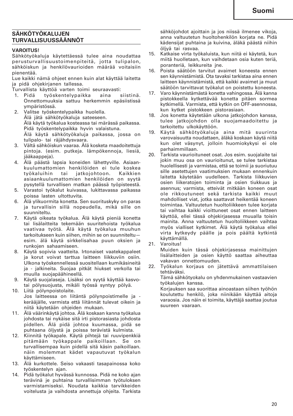 Suomi | Hitachi DH40MB User Manual | Page 21 / 34