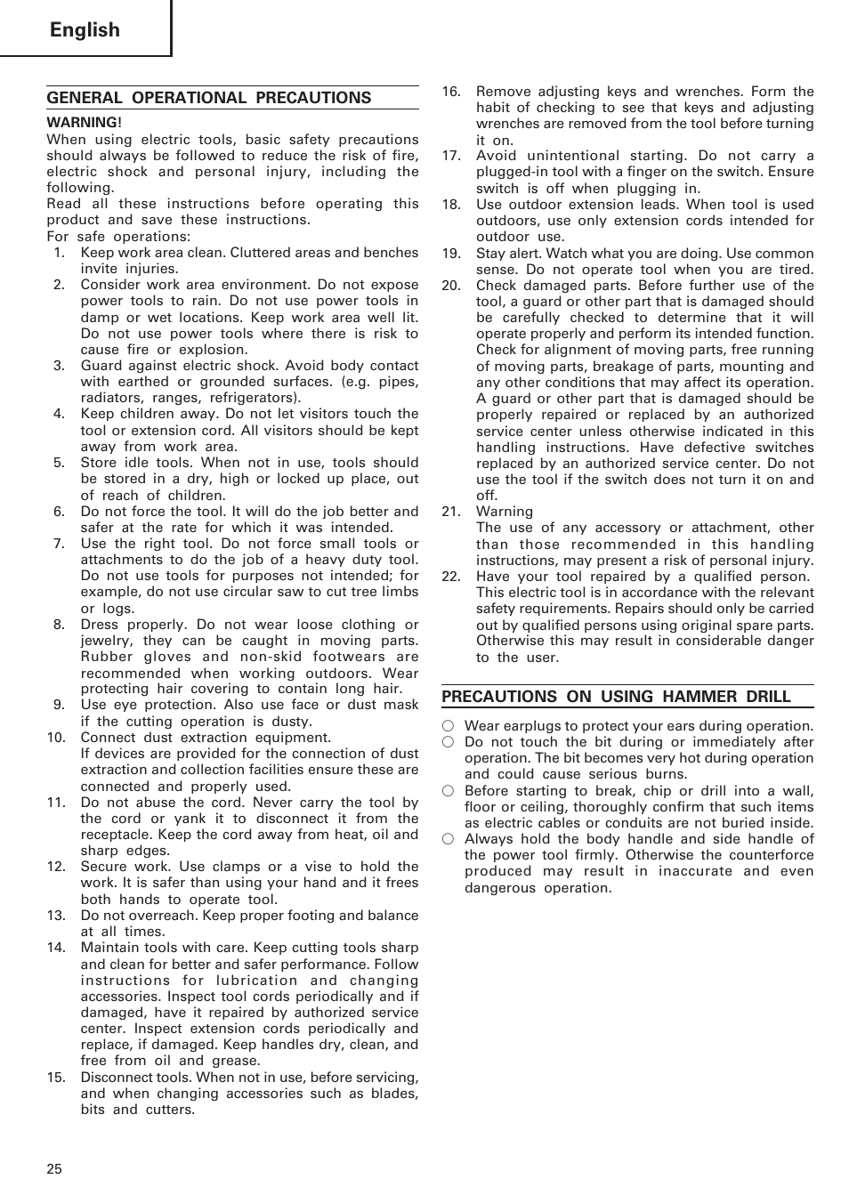 English | Hitachi DH40MB User Manual | Page 26 / 34