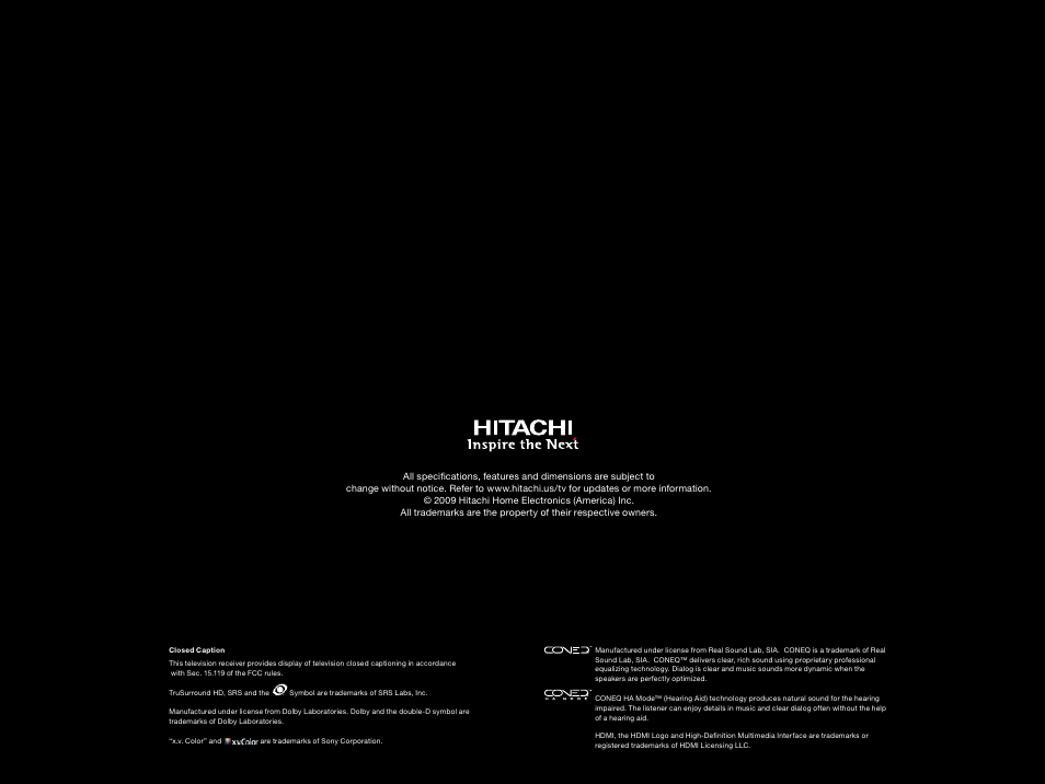 Hitachi L42A403 User Manual | Page 8 / 8