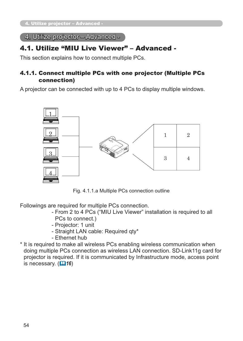 Utilize projector – advanced, Utilize “miu live viewer” – advanced | Hitachi CP-X268AWF User Manual | Page 133 / 163