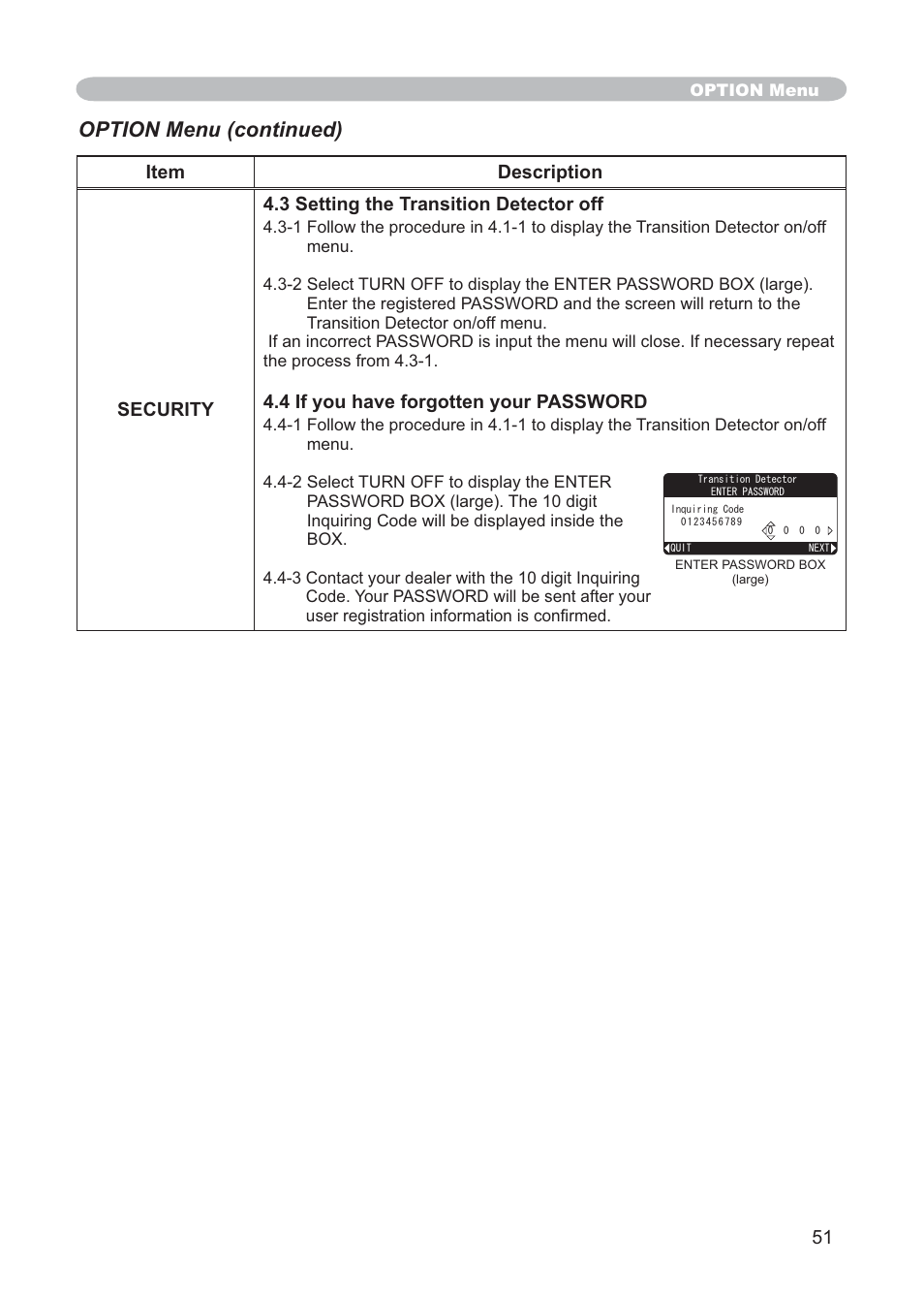 Option menu (continued) | Hitachi CP-X268AWF User Manual | Page 60 / 163
