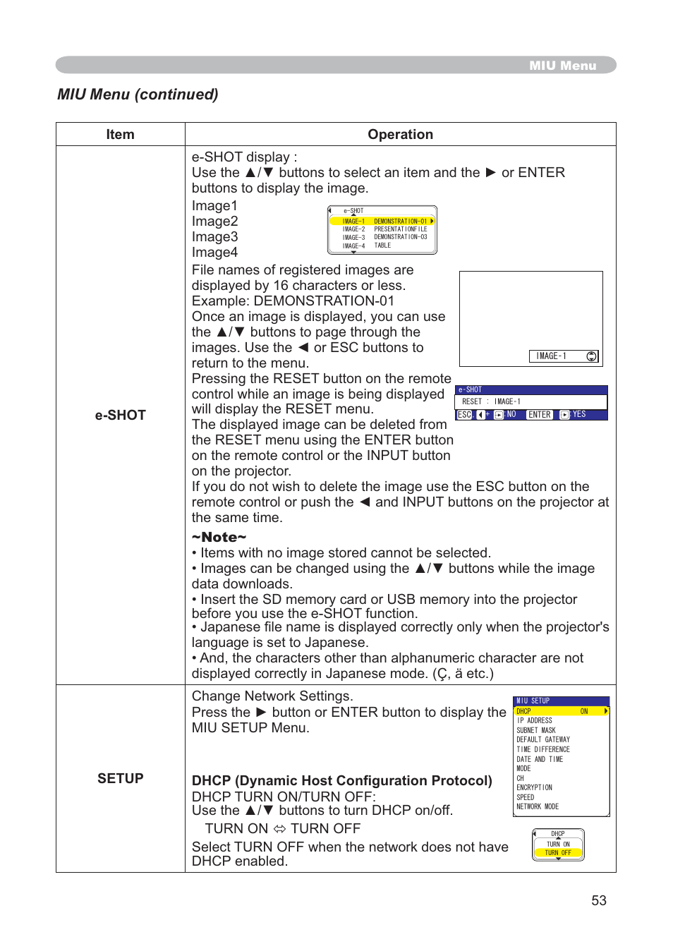 Miu menu (continued) | Hitachi CP-X268AWF User Manual | Page 62 / 163