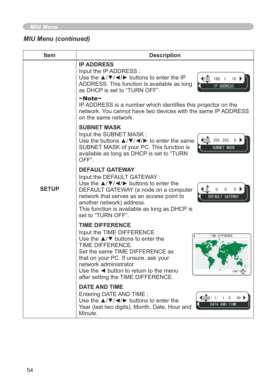 Miu menu (continued) | Hitachi CP-X268AWF User Manual | Page 63 / 163