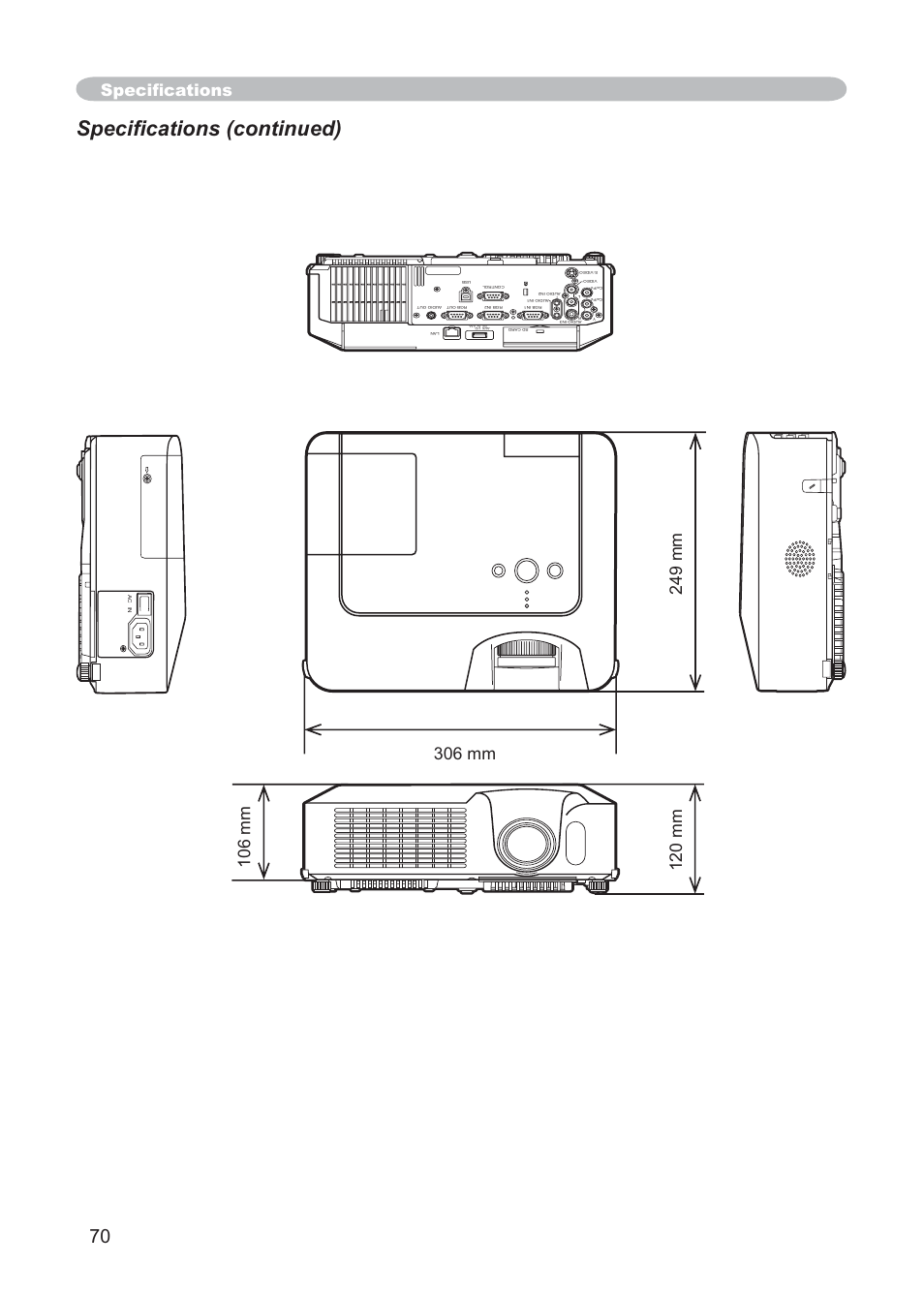 6shfl¿fdwlrqv frqwlqxhg, 6shflàfdwlrqv | Hitachi CP-X268AWF User Manual | Page 79 / 163