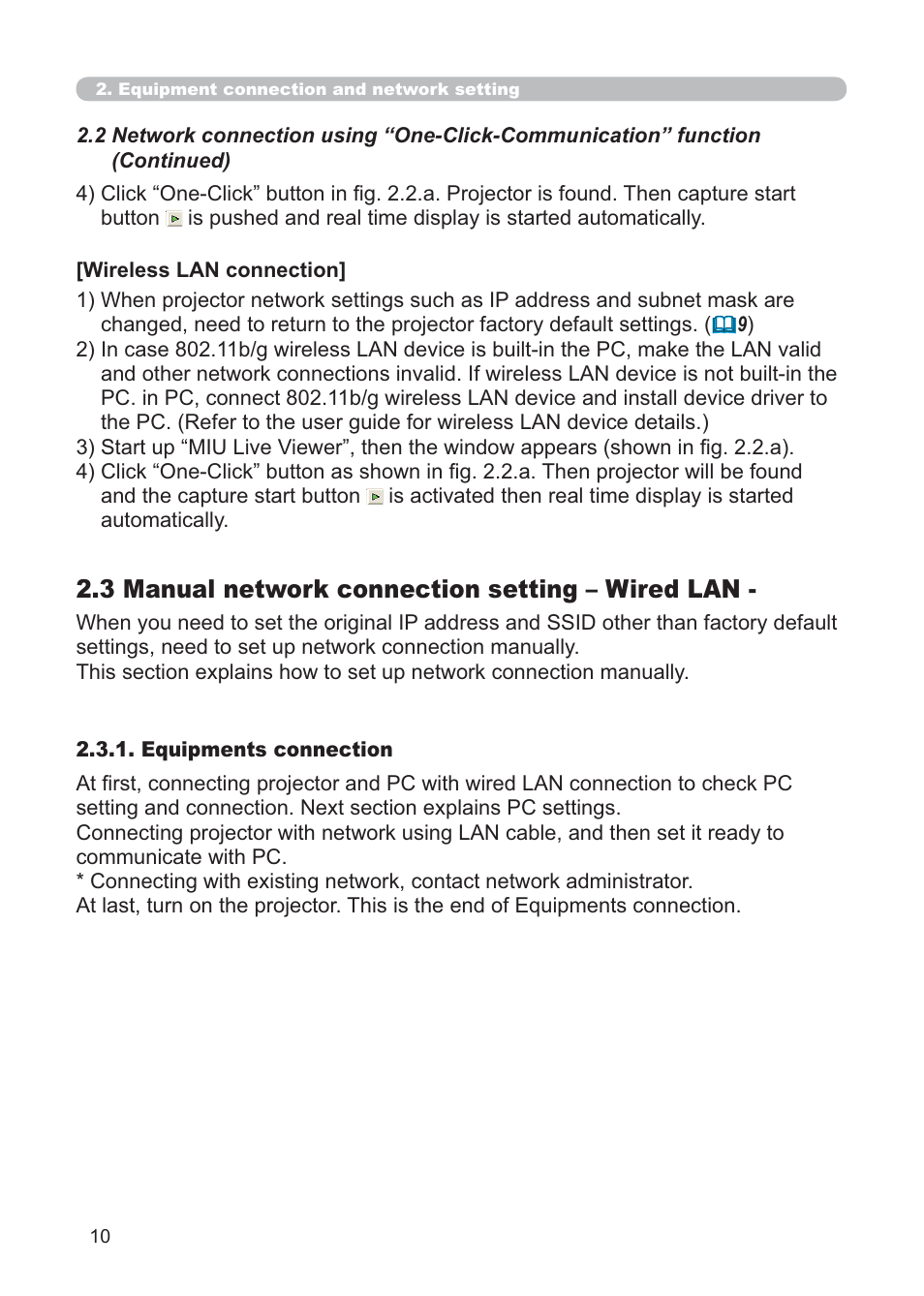 3 manual network connection setting – wired lan | Hitachi CP-X268AWF User Manual | Page 89 / 163
