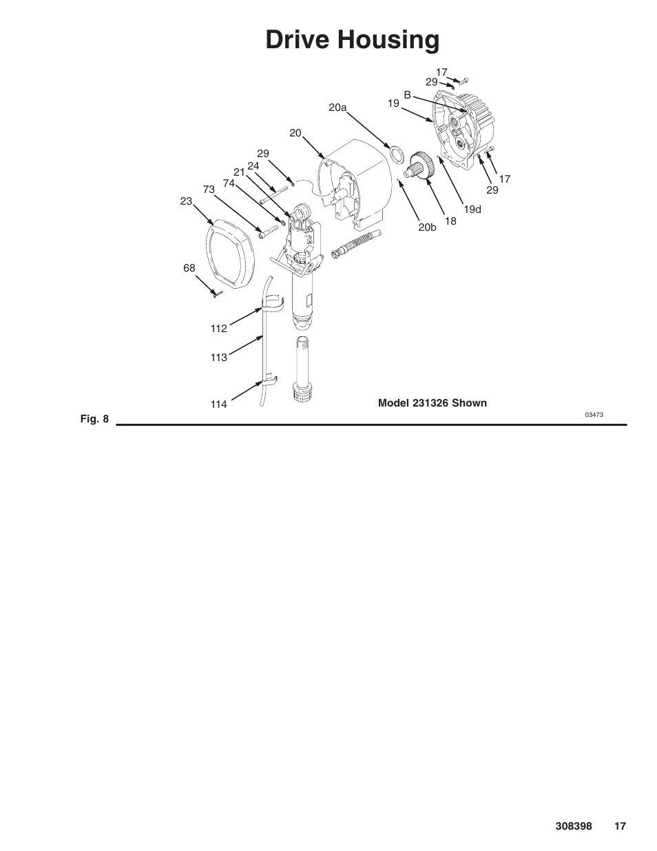 Drive housing | Hitachi GM7000 231327 User Manual | Page 17 / 36