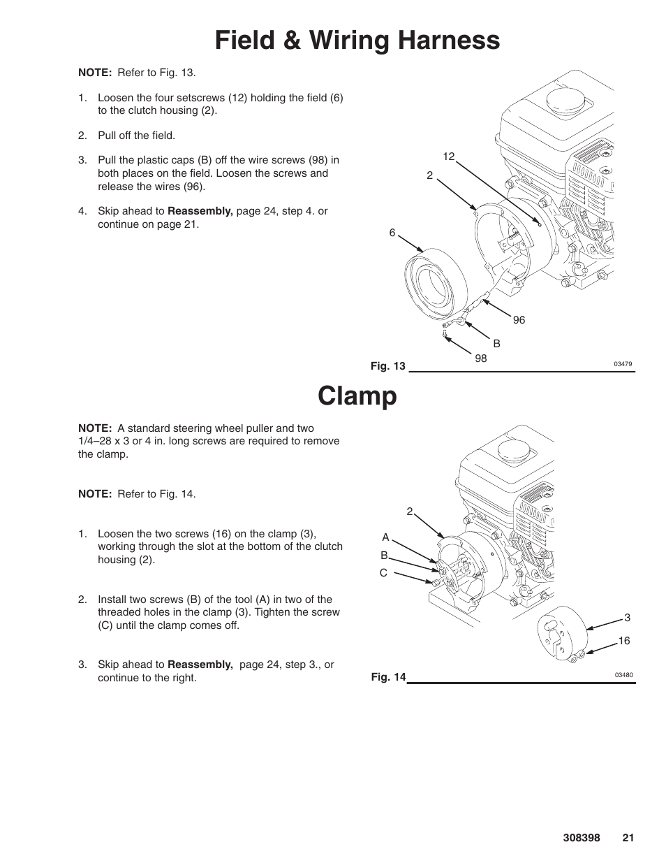 Field & wiring harness, Clamp | Hitachi GM7000 231327 User Manual | Page 21 / 36