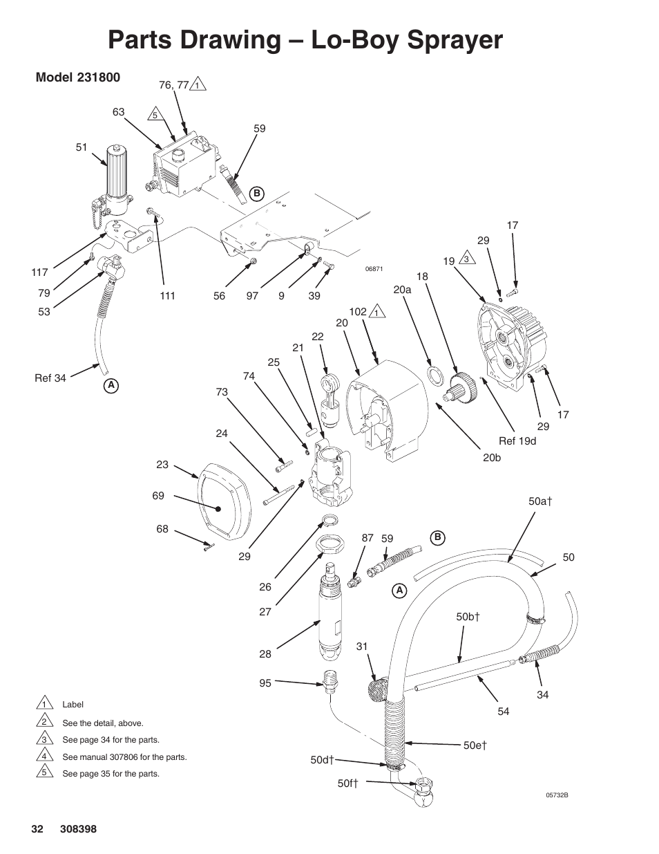 Parts drawing – lo-boy sprayer | Hitachi GM7000 231327 User Manual | Page 32 / 36