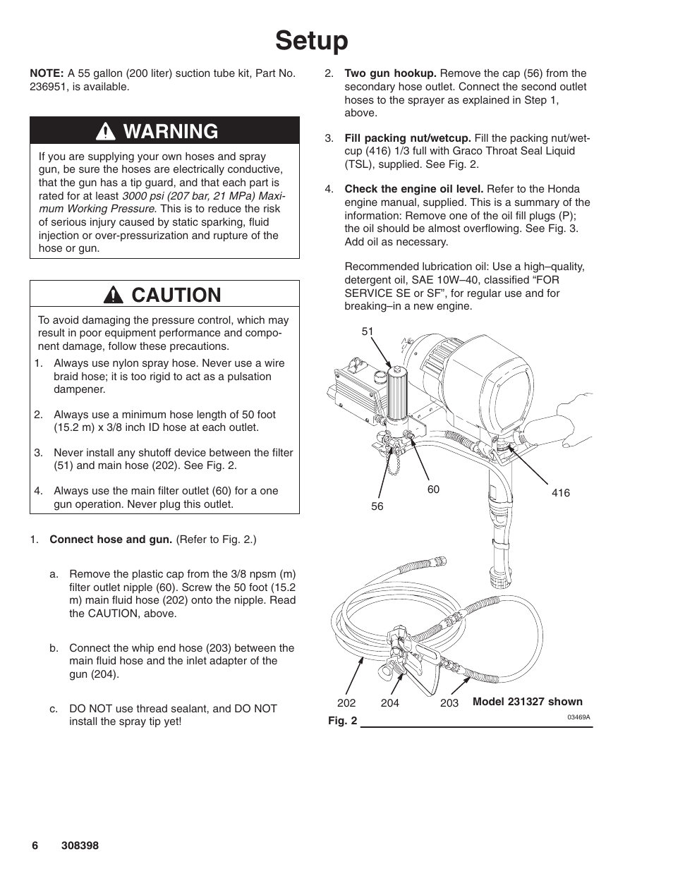 Setup, Warning, Caution | Hitachi GM7000 231327 User Manual | Page 6 / 36