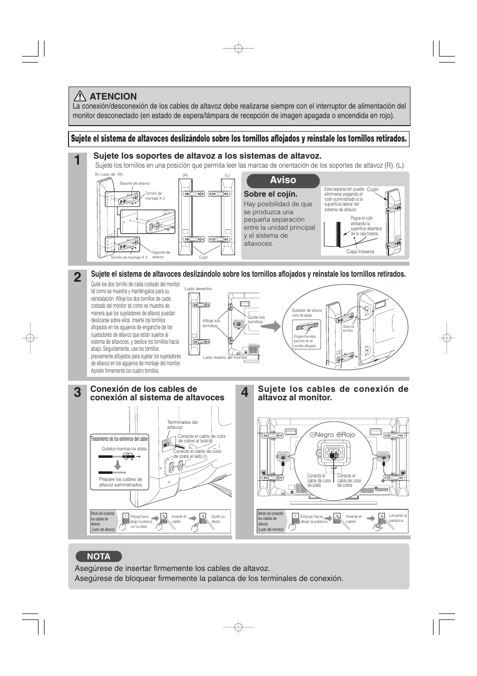 Aviso, Atencion, Nota | Hitachi 42PD5000 User Manual | Page 66 / 76