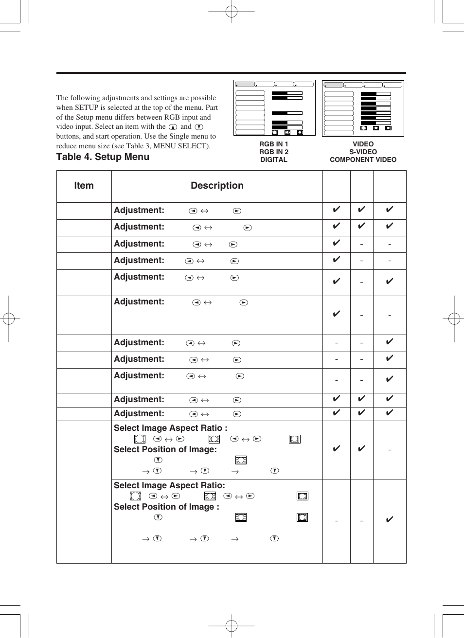 Setup menu | Hitachi CP-SX5500W User Manual | Page 13 / 39