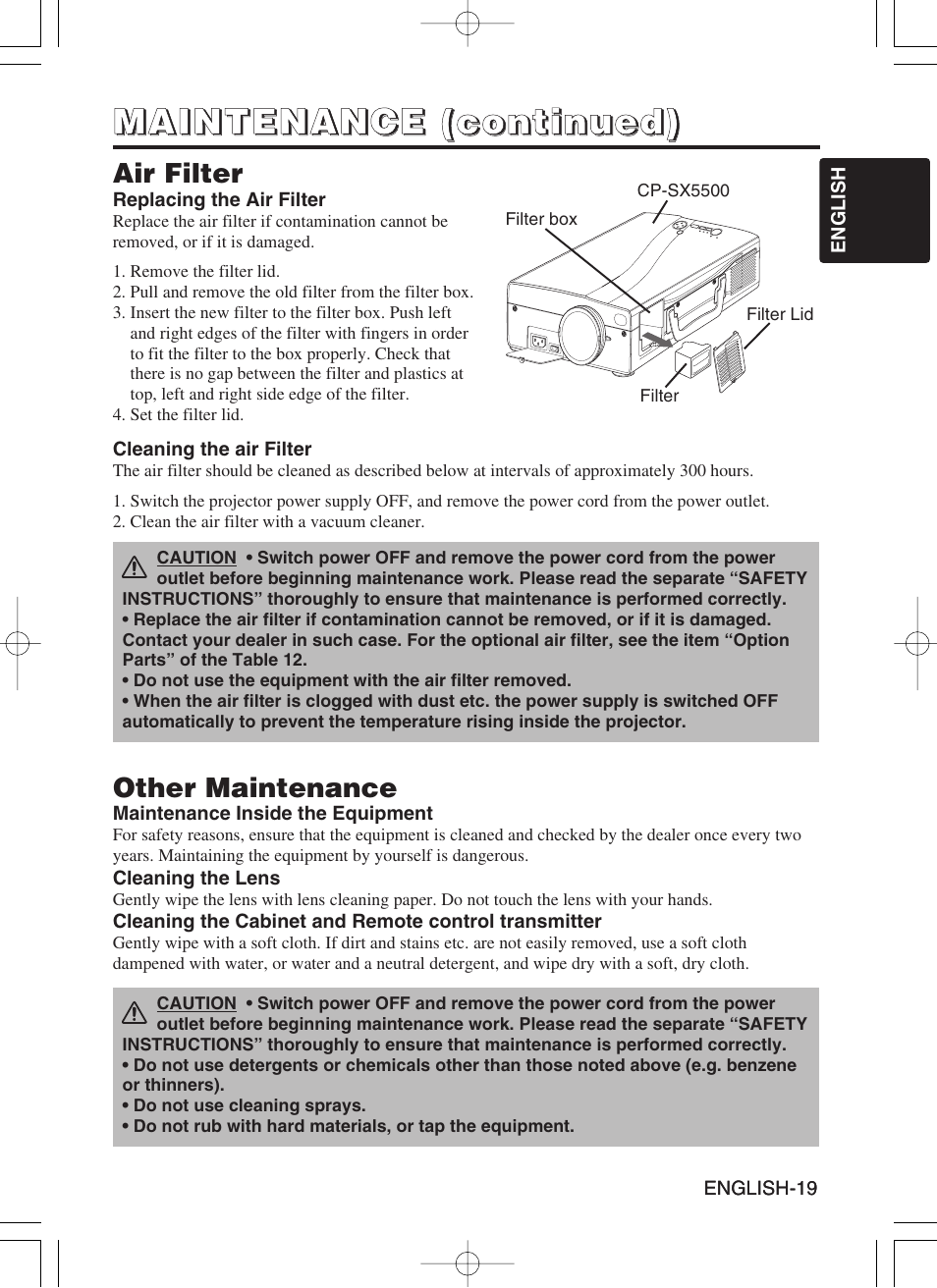 Hitachi CP-SX5500W User Manual | Page 20 / 39