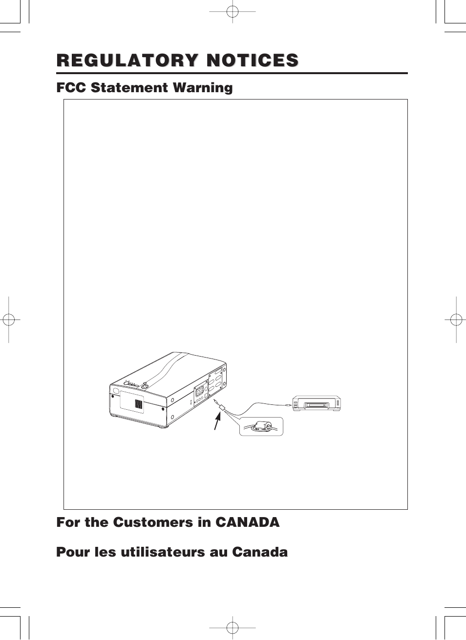 Regulatory notices, Fcc statement warning for the customers in canada, Pour les utilisateurs au canada | Hitachi CP-SX5500W User Manual | Page 38 / 39