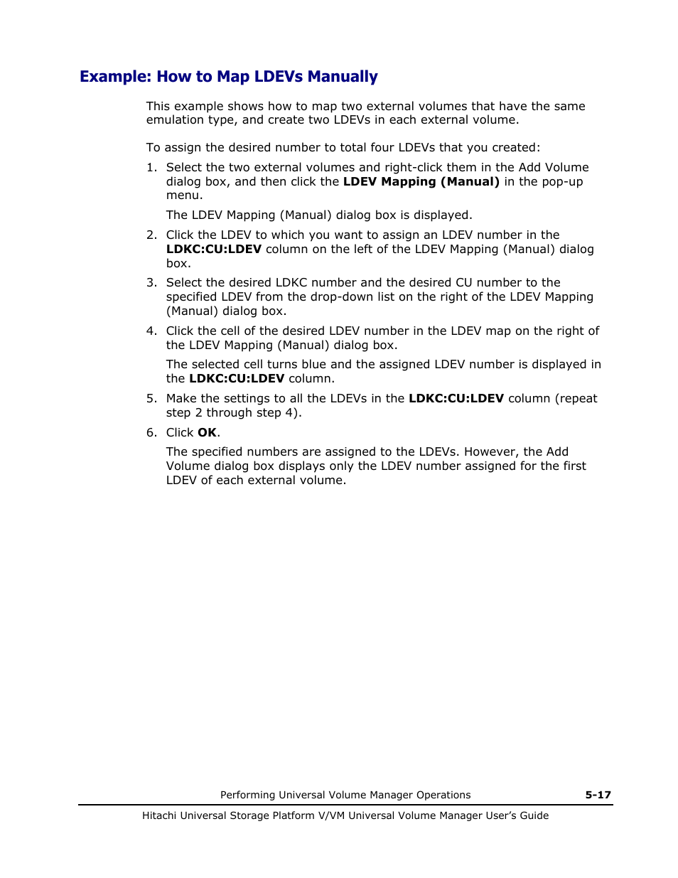 Example: how to map ldevs manually, Example: how to map ldevs manually -17 | Hitachi MK-96RD626-07 User Manual | Page 109 / 205
