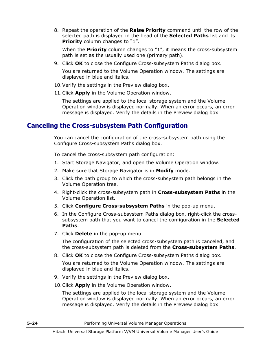 Canceling the cross-subsystem path configuration | Hitachi MK-96RD626-07 User Manual | Page 116 / 205