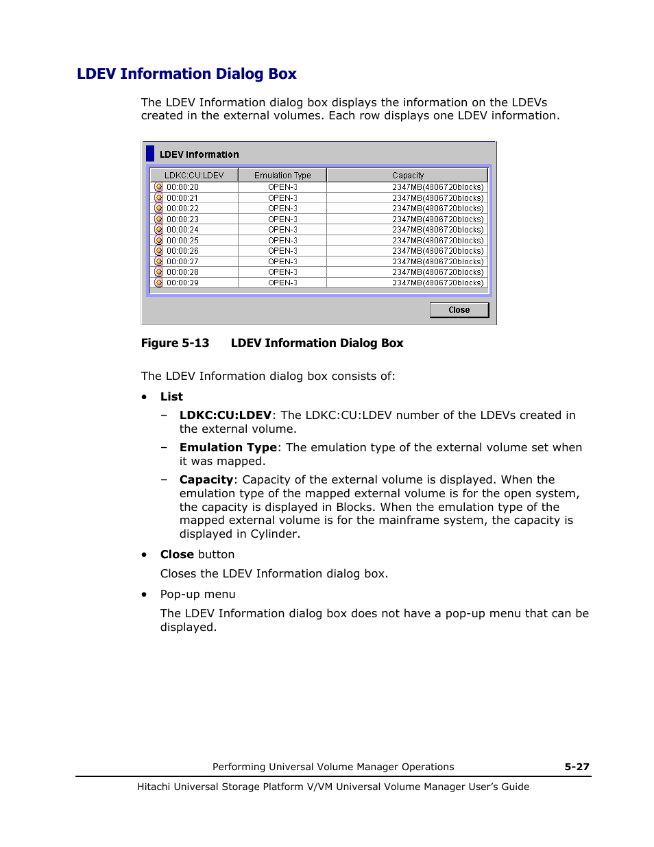 Ldev information dialog box, Ldev information dialog box -27, Mapping path information | Hitachi MK-96RD626-07 User Manual | Page 119 / 205