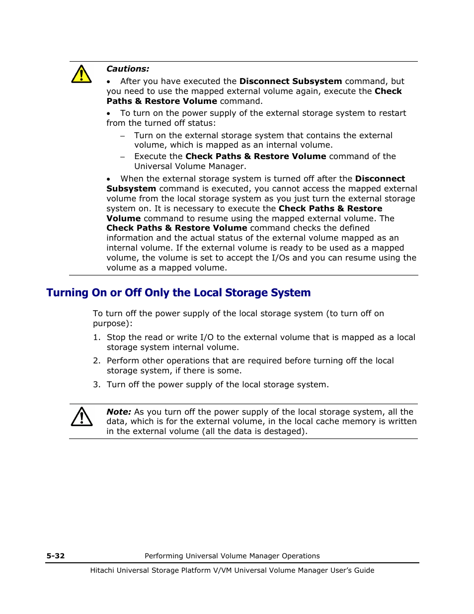 Turning on or off only the local storage system | Hitachi MK-96RD626-07 User Manual | Page 124 / 205