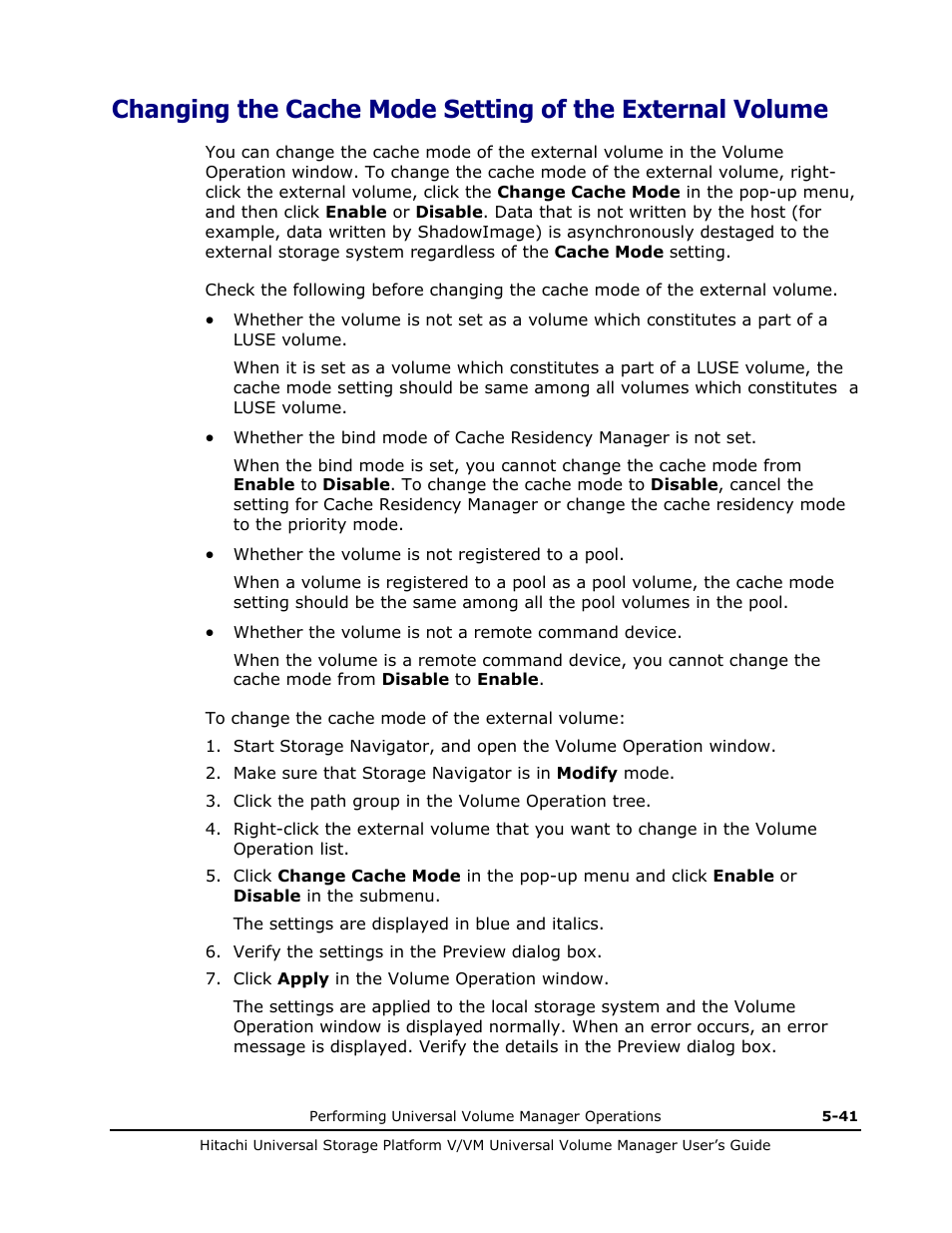 Change cache mode | Hitachi MK-96RD626-07 User Manual | Page 133 / 205