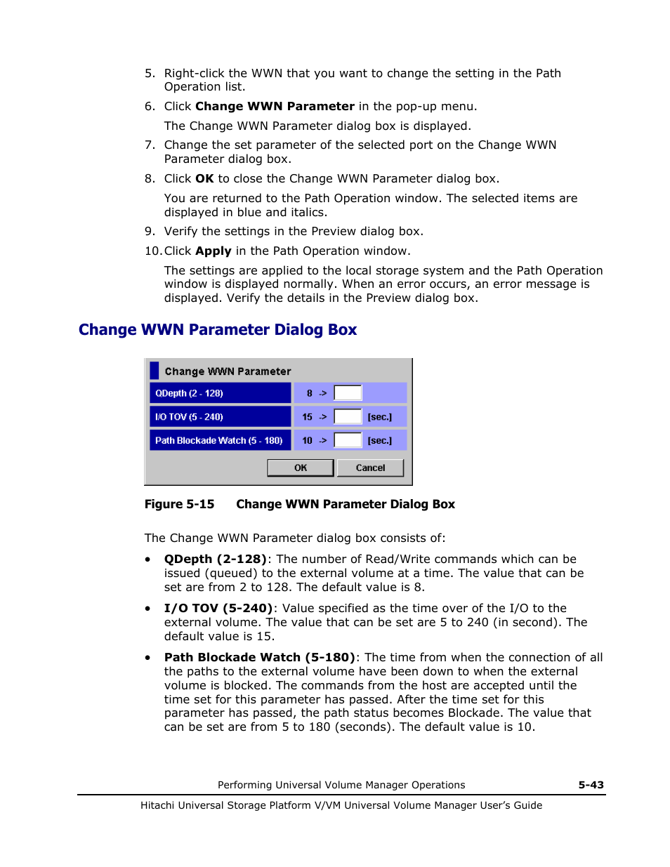 Change wwn parameter dialog box, Change wwn parameter dialog box -43 | Hitachi MK-96RD626-07 User Manual | Page 135 / 205