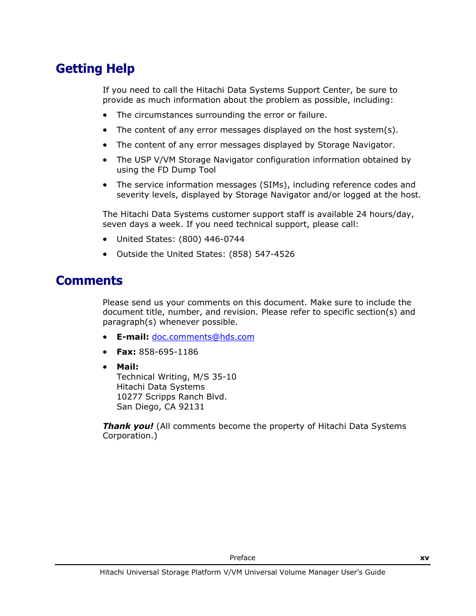 Getting help, Comments | Hitachi MK-96RD626-07 User Manual | Page 15 / 205