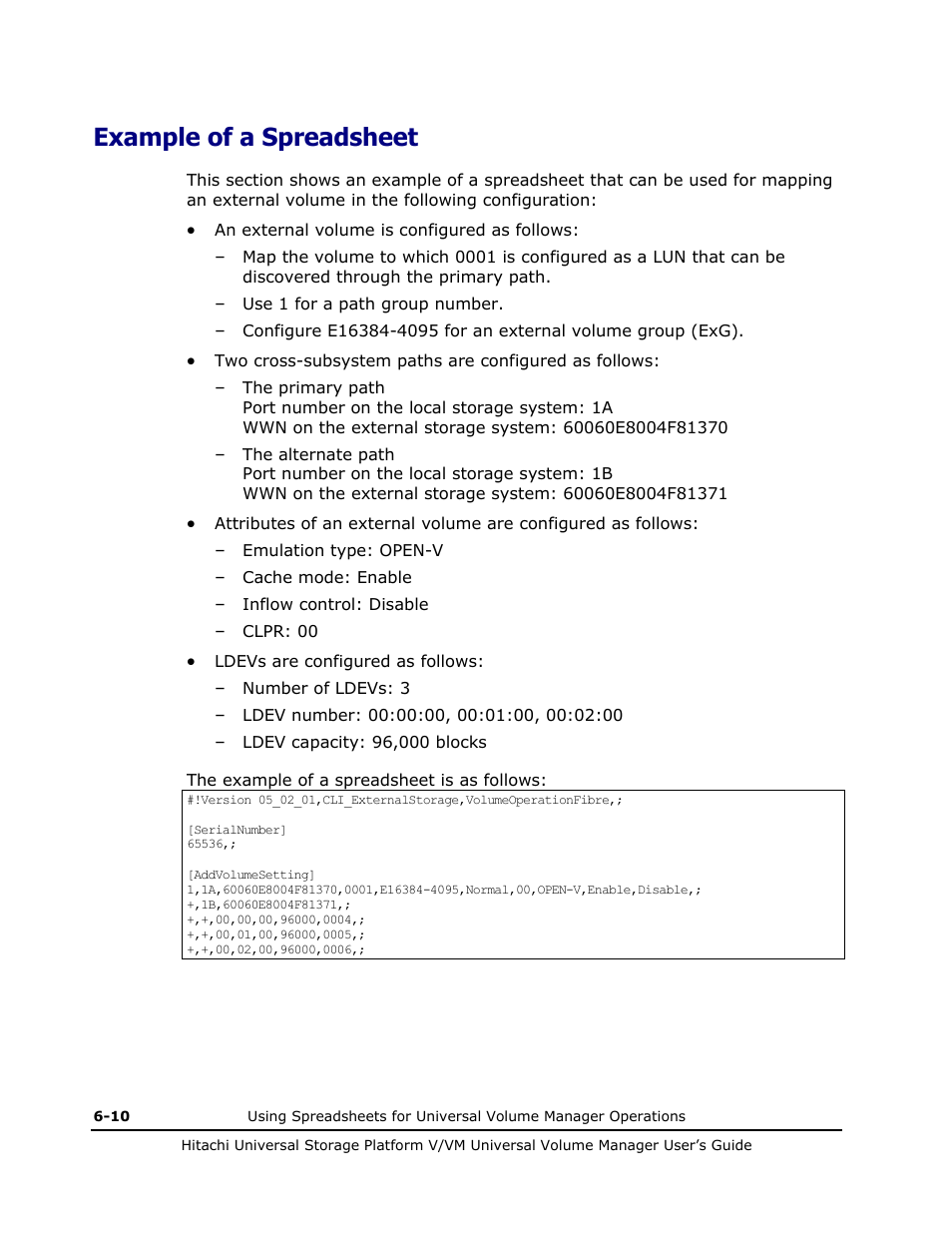 Example of a spreadsheet | Hitachi MK-96RD626-07 User Manual | Page 150 / 205