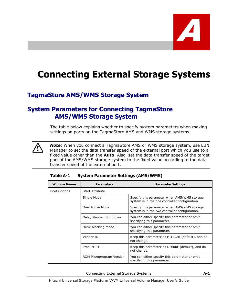 Connecting external storage systems, Tagmastore ams/wms storage system, System | Connecting external storage, Systems, For setti | Hitachi MK-96RD626-07 User Manual | Page 167 / 205