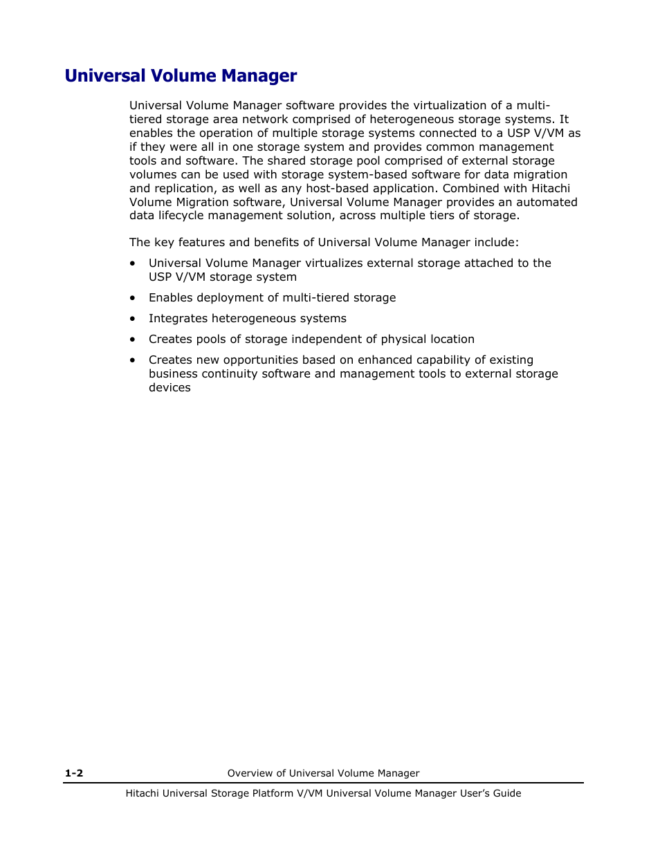 Universal volume manager, Hitachi universal volume manager -2 | Hitachi MK-96RD626-07 User Manual | Page 18 / 205