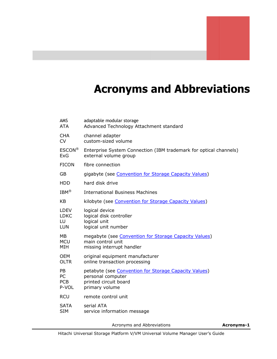 Acronyms and abbreviations | Hitachi MK-96RD626-07 User Manual | Page 199 / 205