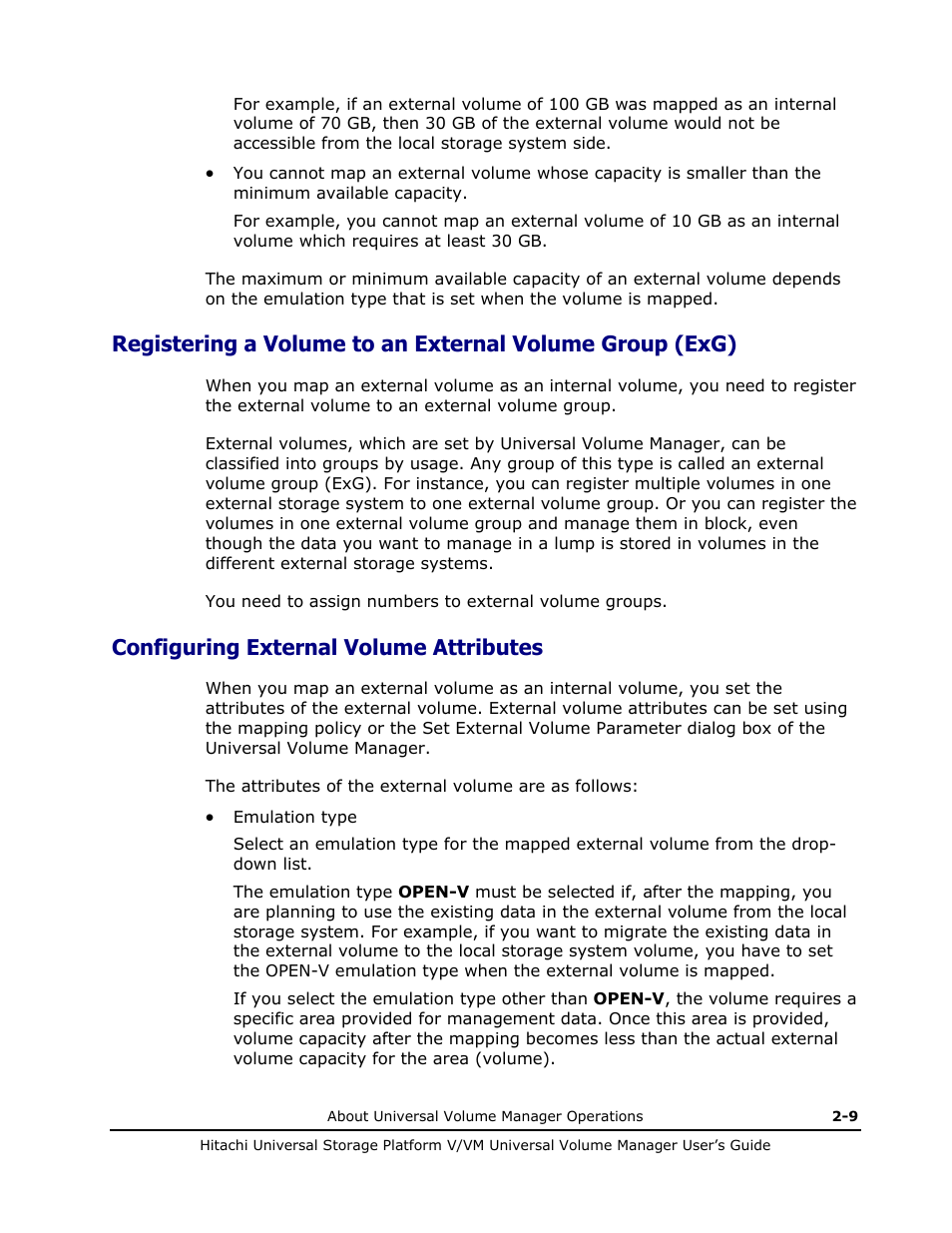 Configuring external volume attributes, Configuring external volume attributes -9 | Hitachi MK-96RD626-07 User Manual | Page 29 / 205