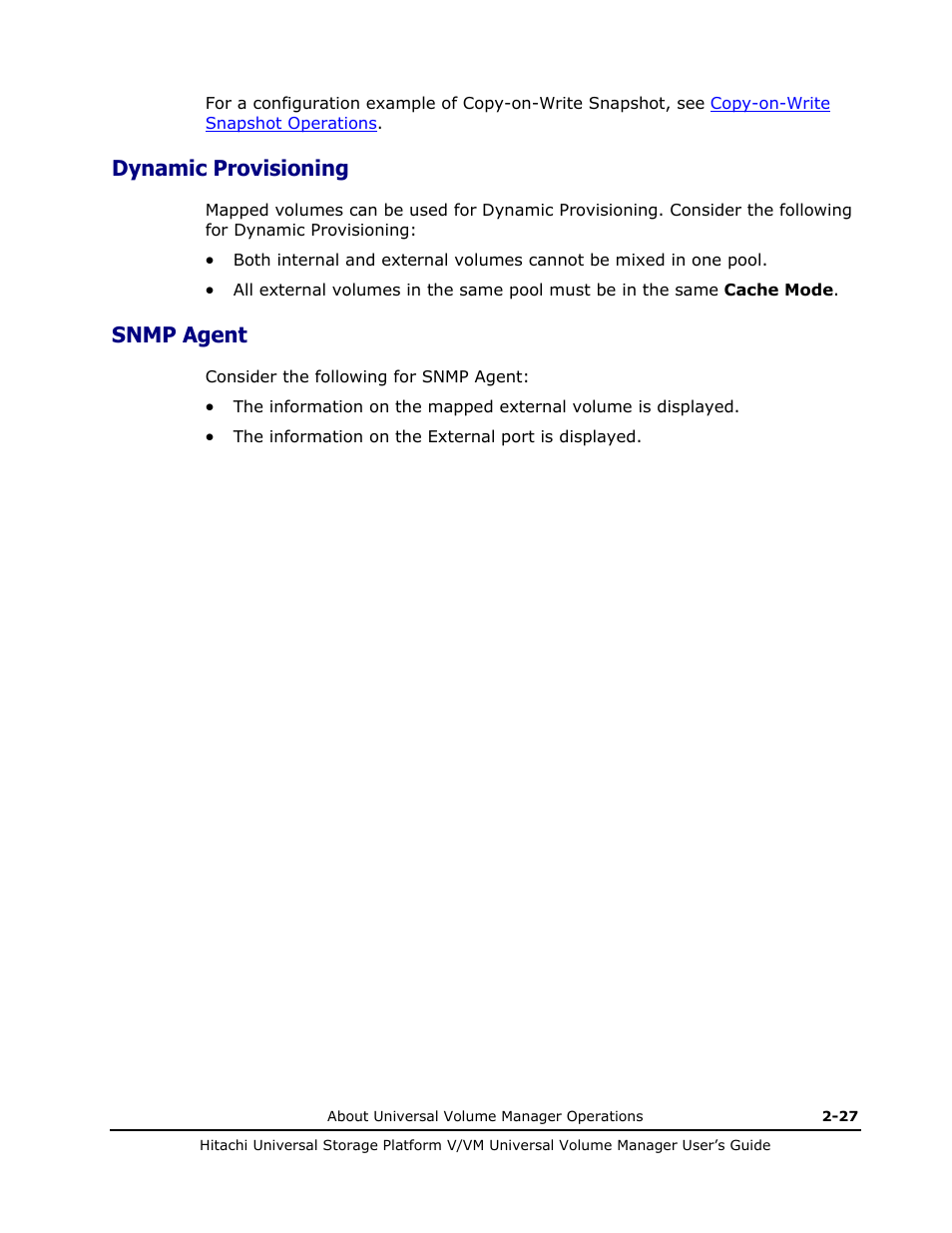 Dynamic provisioning, Snmp agent, Dynamic provisioning -27 | Snmp agent -27 | Hitachi MK-96RD626-07 User Manual | Page 47 / 205