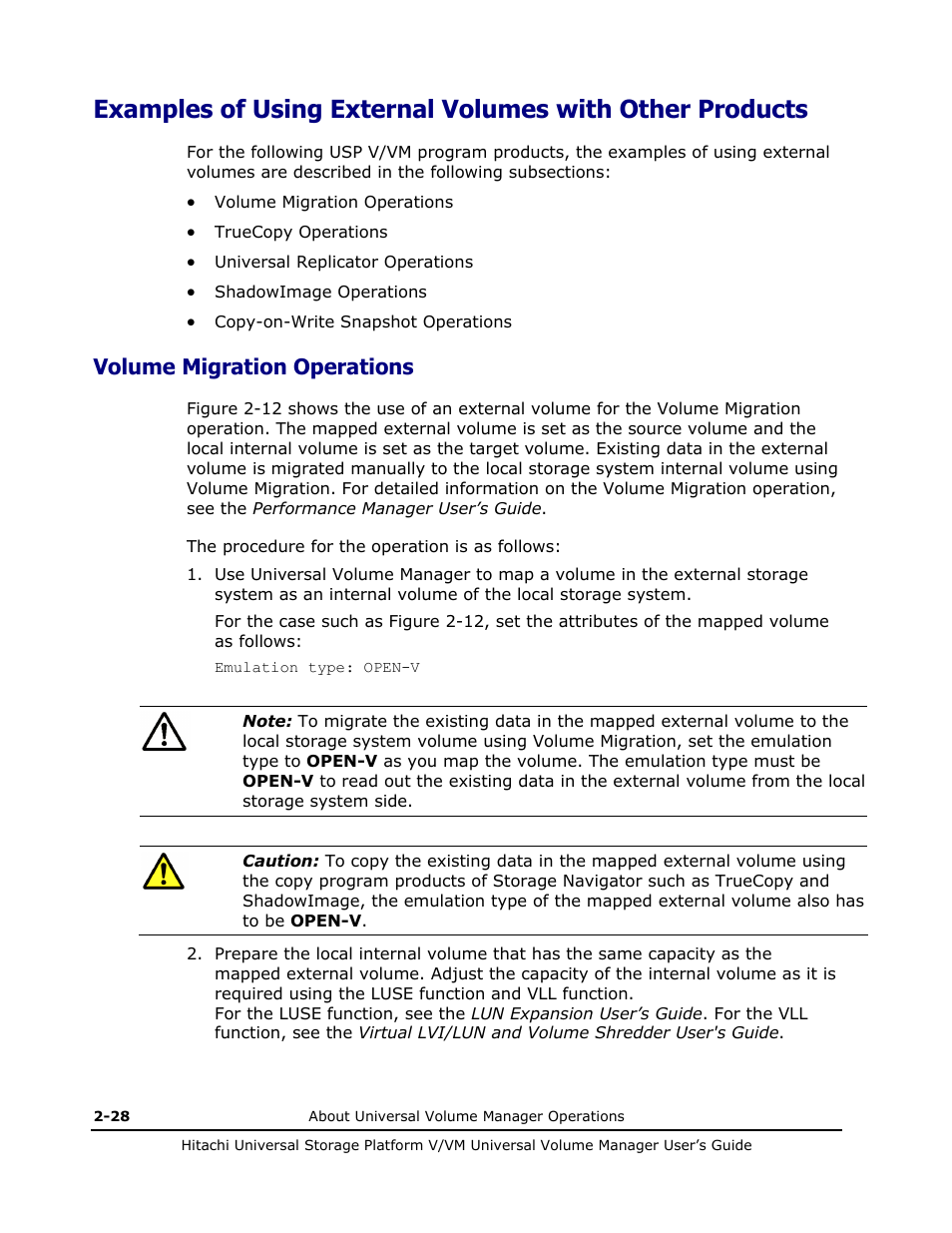Volume migration operations, Volume migration operations -28 | Hitachi MK-96RD626-07 User Manual | Page 48 / 205