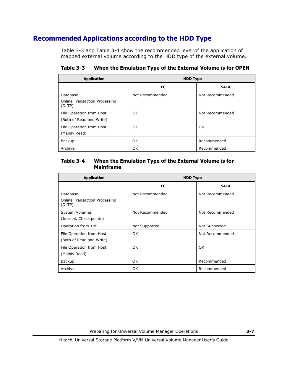 Recommended applications according to the hdd type | Hitachi MK-96RD626-07 User Manual | Page 63 / 205