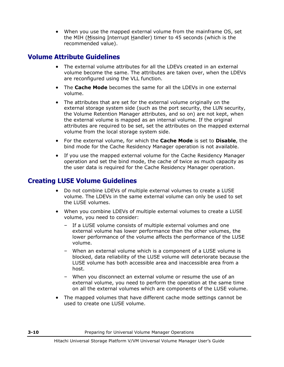 Volume attribute guidelines, Creating luse volume guidelines, Volume attribute guidelines -10 | Creating luse volume guidelines -10 | Hitachi MK-96RD626-07 User Manual | Page 66 / 205