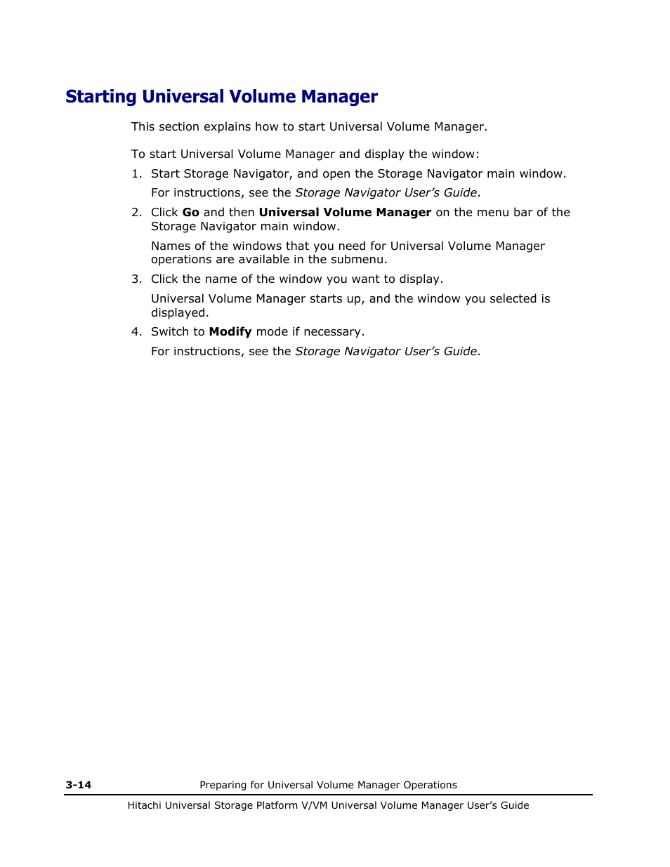 Starting universal volume manager, Starting universal volume manager -14 | Hitachi MK-96RD626-07 User Manual | Page 70 / 205