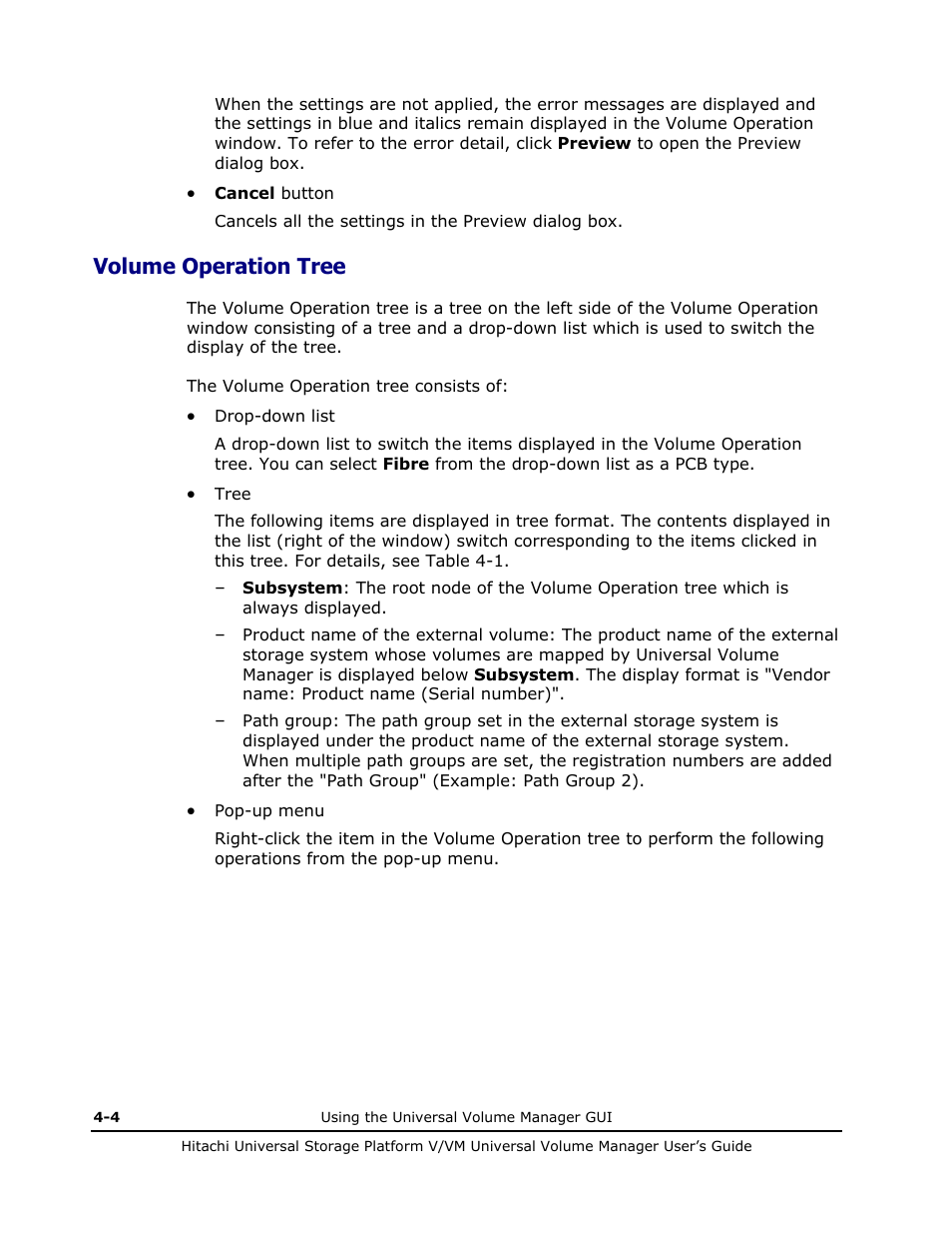 Volume operation tree, Volume operation tree -4 | Hitachi MK-96RD626-07 User Manual | Page 74 / 205