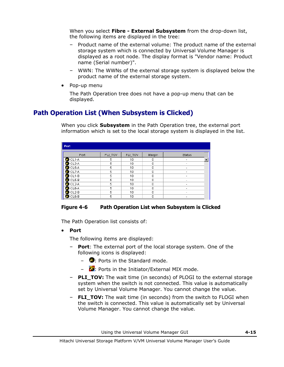 Path operation list (when subsystem is clicked) | Hitachi MK-96RD626-07 User Manual | Page 85 / 205