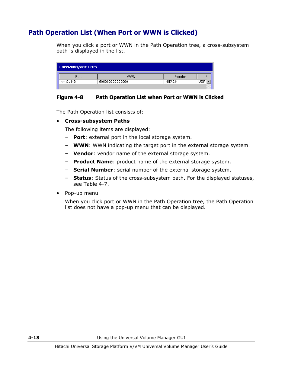 Path operation list (when port or wwn is clicked) | Hitachi MK-96RD626-07 User Manual | Page 88 / 205