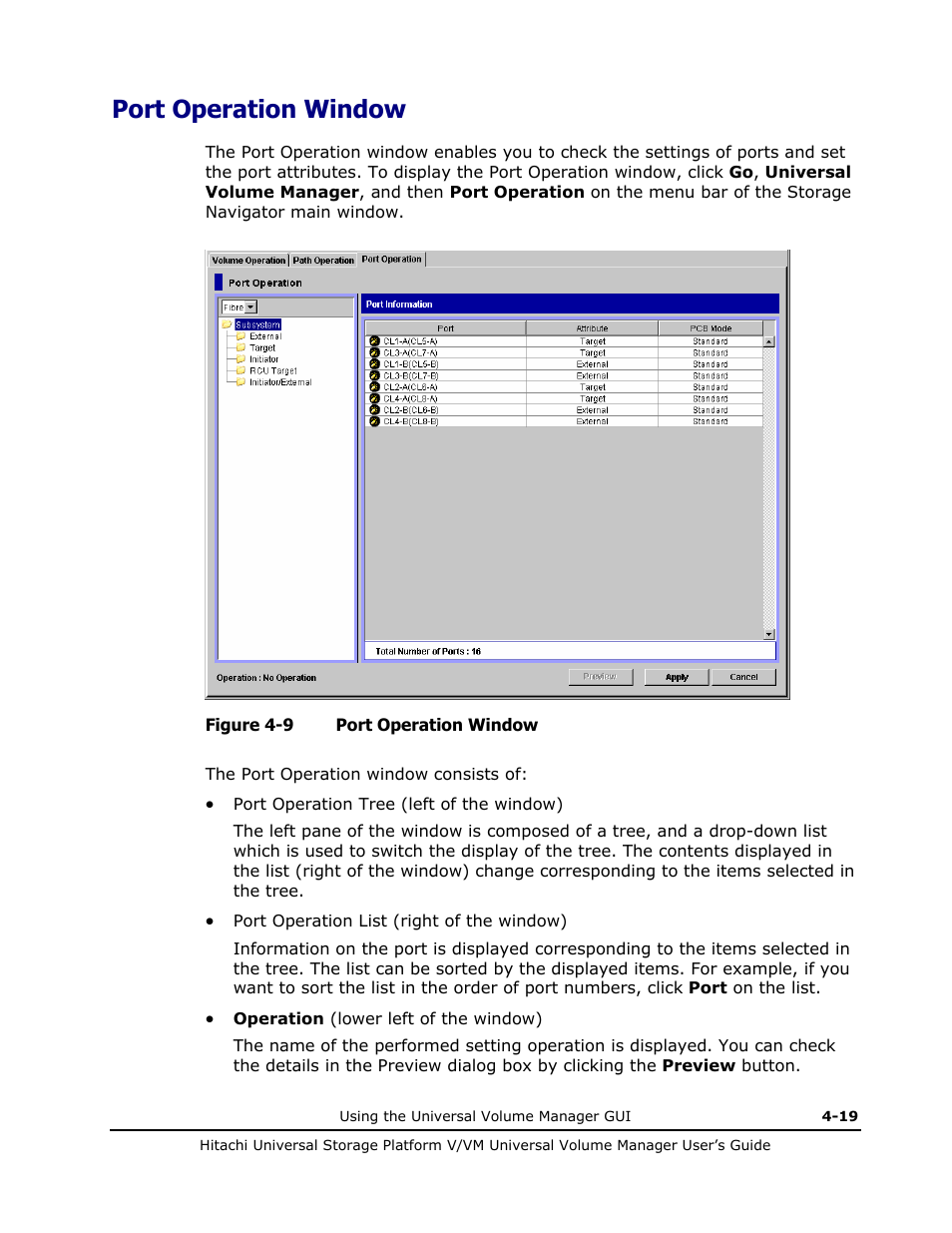 Port operation window, Port operation window -19 | Hitachi MK-96RD626-07 User Manual | Page 89 / 205