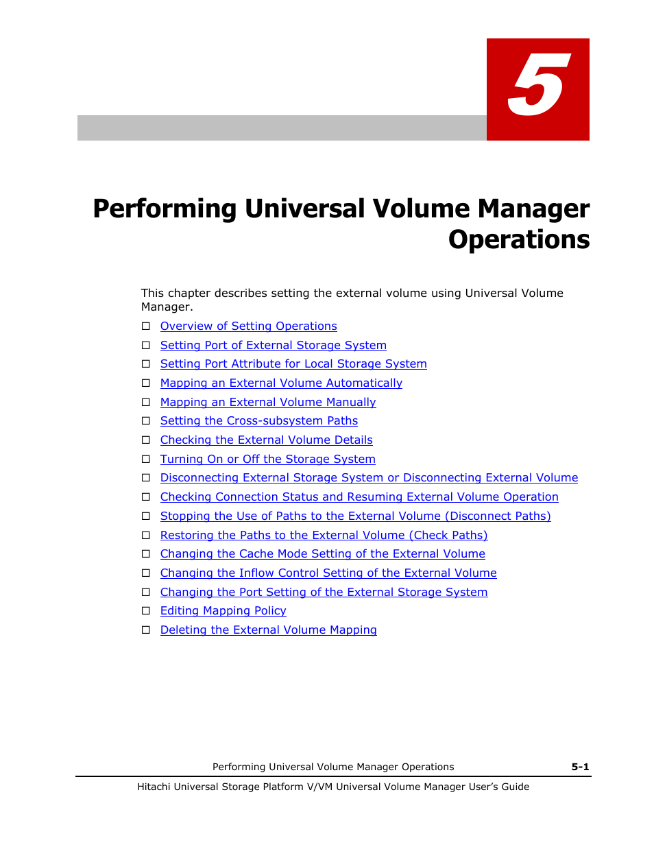 Performing universal volume manager operations, Performing universal volume manager operations -1 | Hitachi MK-96RD626-07 User Manual | Page 93 / 205