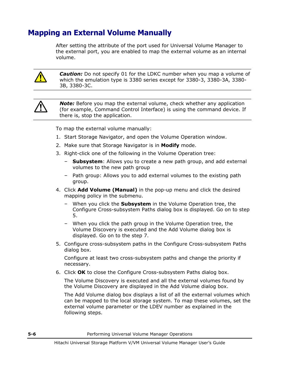 Mapping an external volume manually, Mapping an external volume manually -6, Add volume (manual) | Hitachi MK-96RD626-07 User Manual | Page 98 / 205