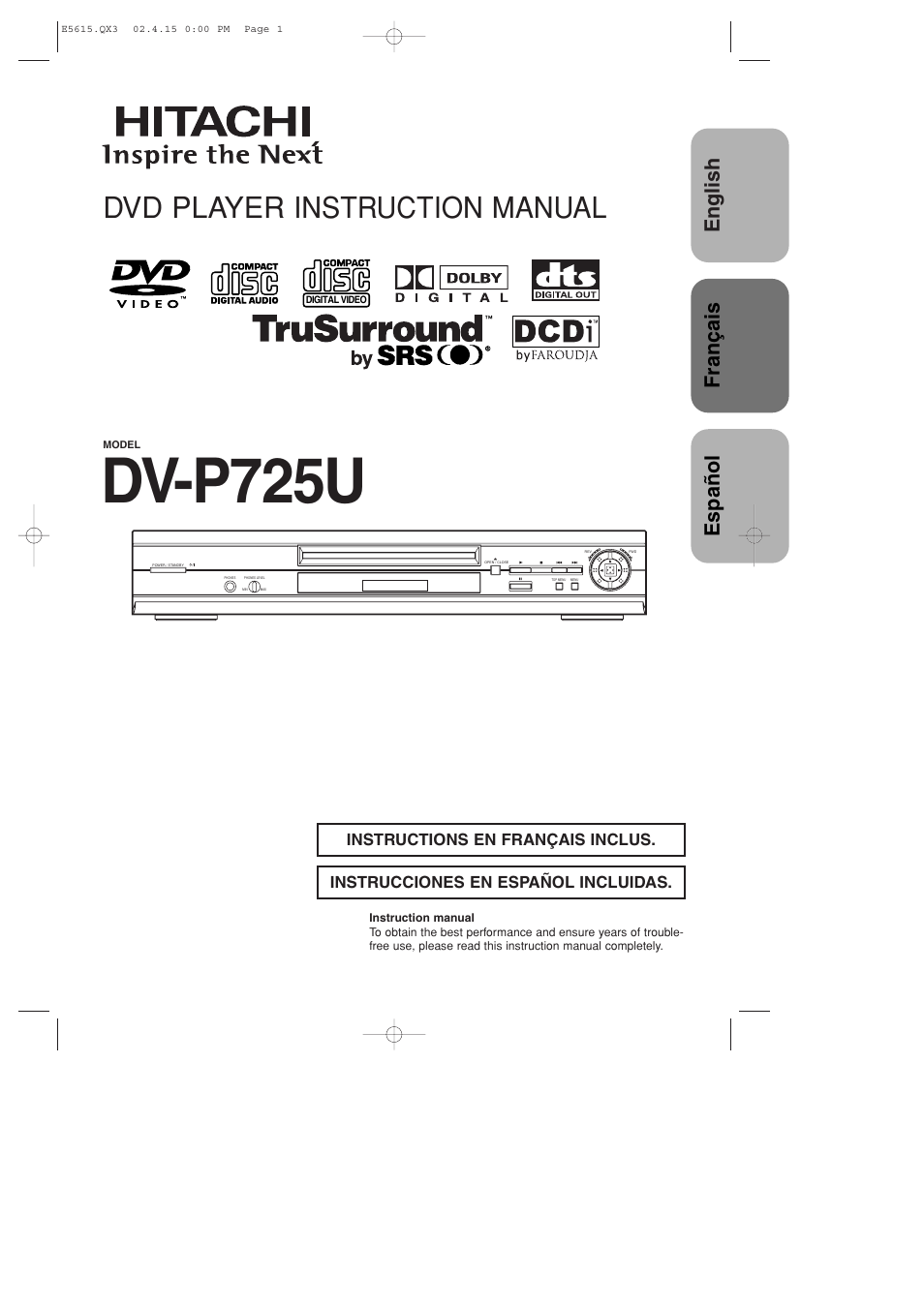 Hitachi DVP725U User Manual | 104 pages