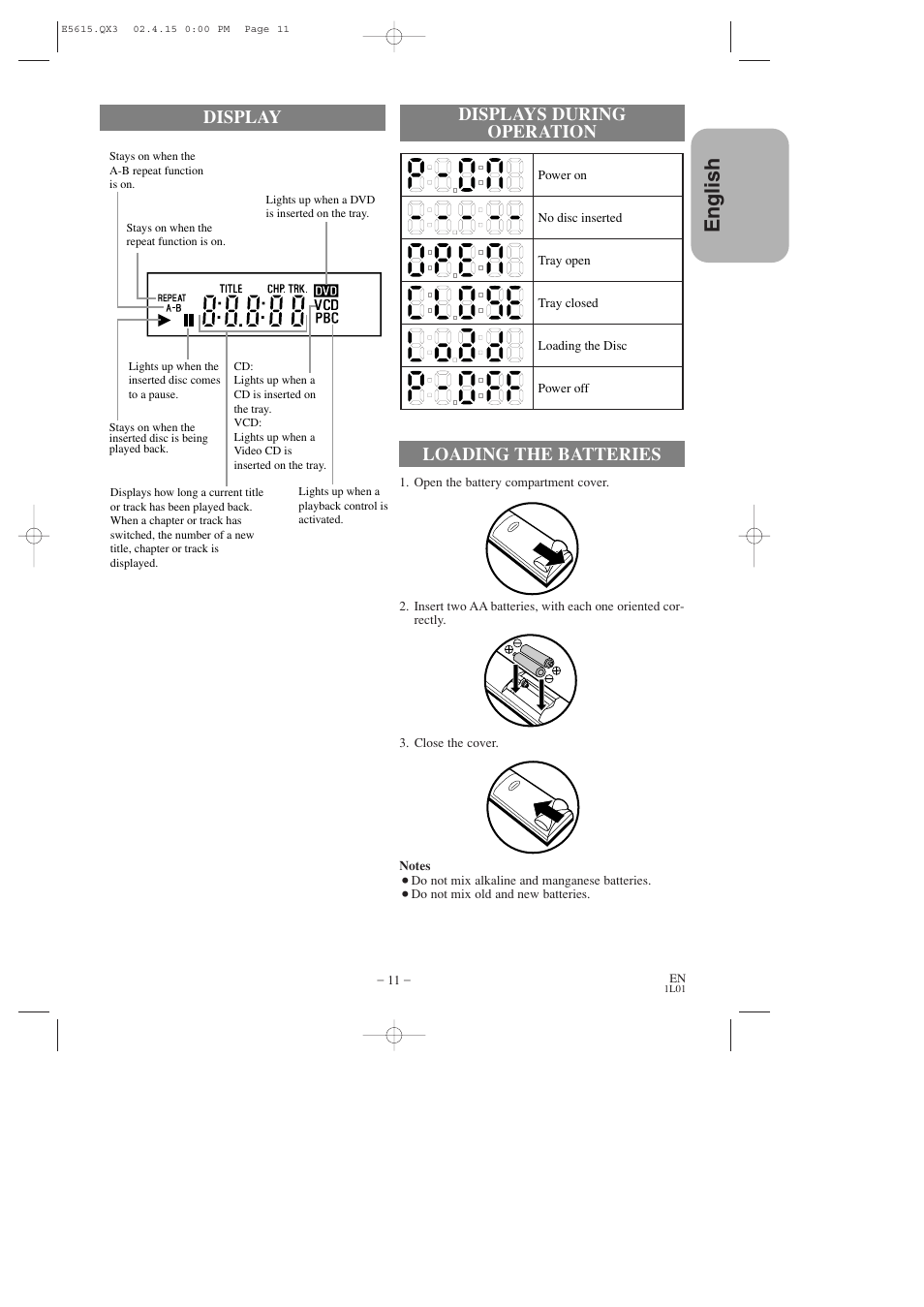 English | Hitachi DVP725U User Manual | Page 11 / 104