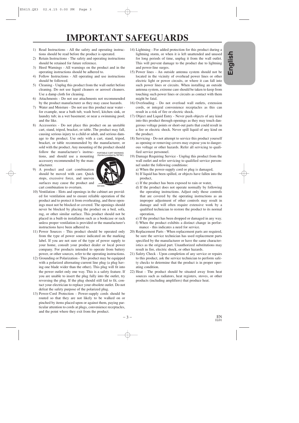 Important safeguards, English | Hitachi DVP725U User Manual | Page 3 / 104