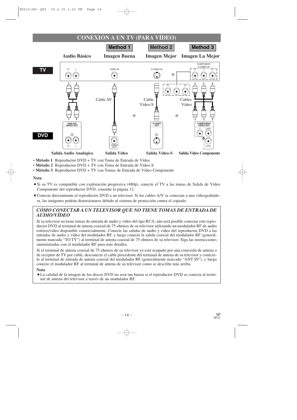 Conexión a un tv (para vídeo) | Hitachi DVP725U User Manual | Page 82 / 104