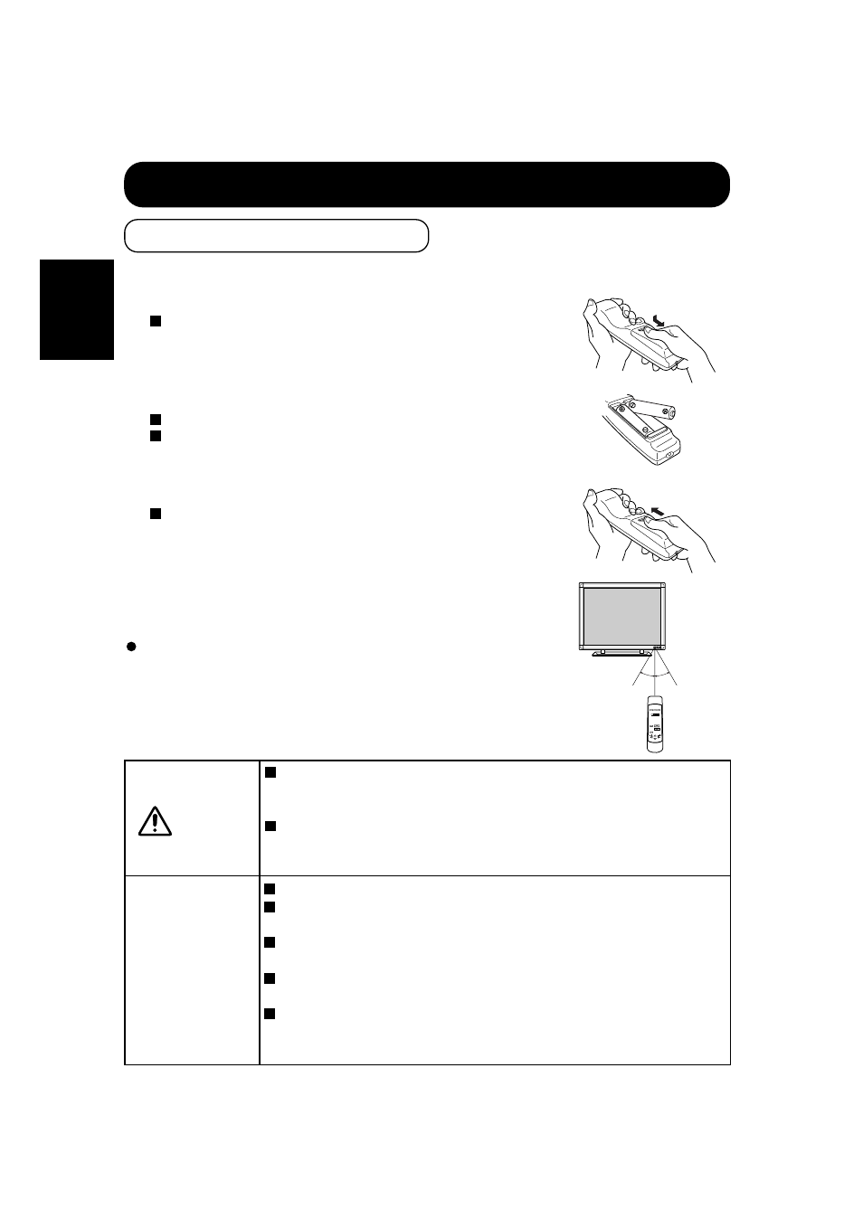 Installation instructions (continued), Loading batteries, Handling the remote controller | English | Hitachi CMP307XU User Manual | Page 14 / 32