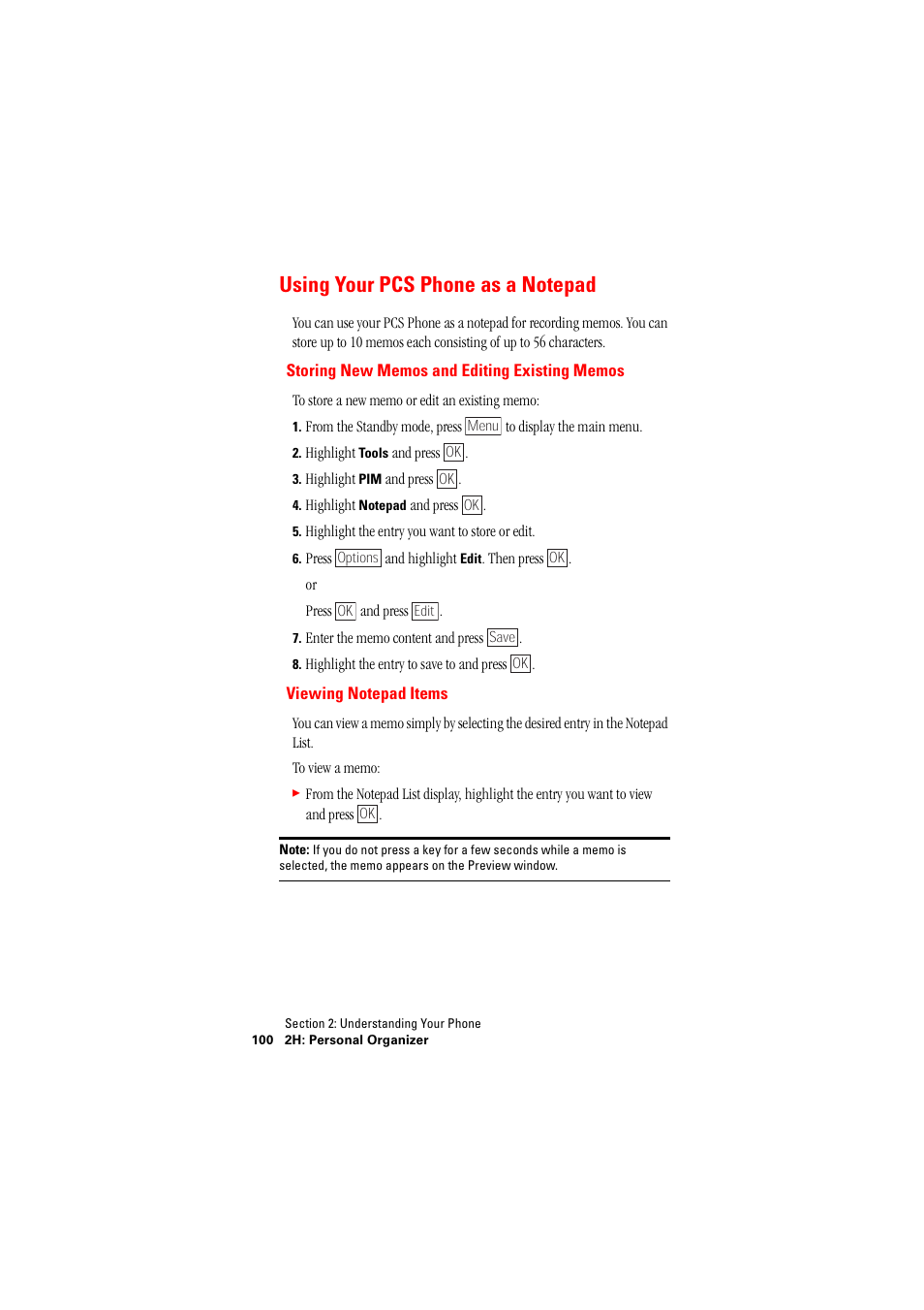 Using your pcsphone as a notepad, Using your pcs phone as a notepad | Hitachi SINGLE-BAND PCS PHONE SH-P300 User Manual | Page 109 / 455