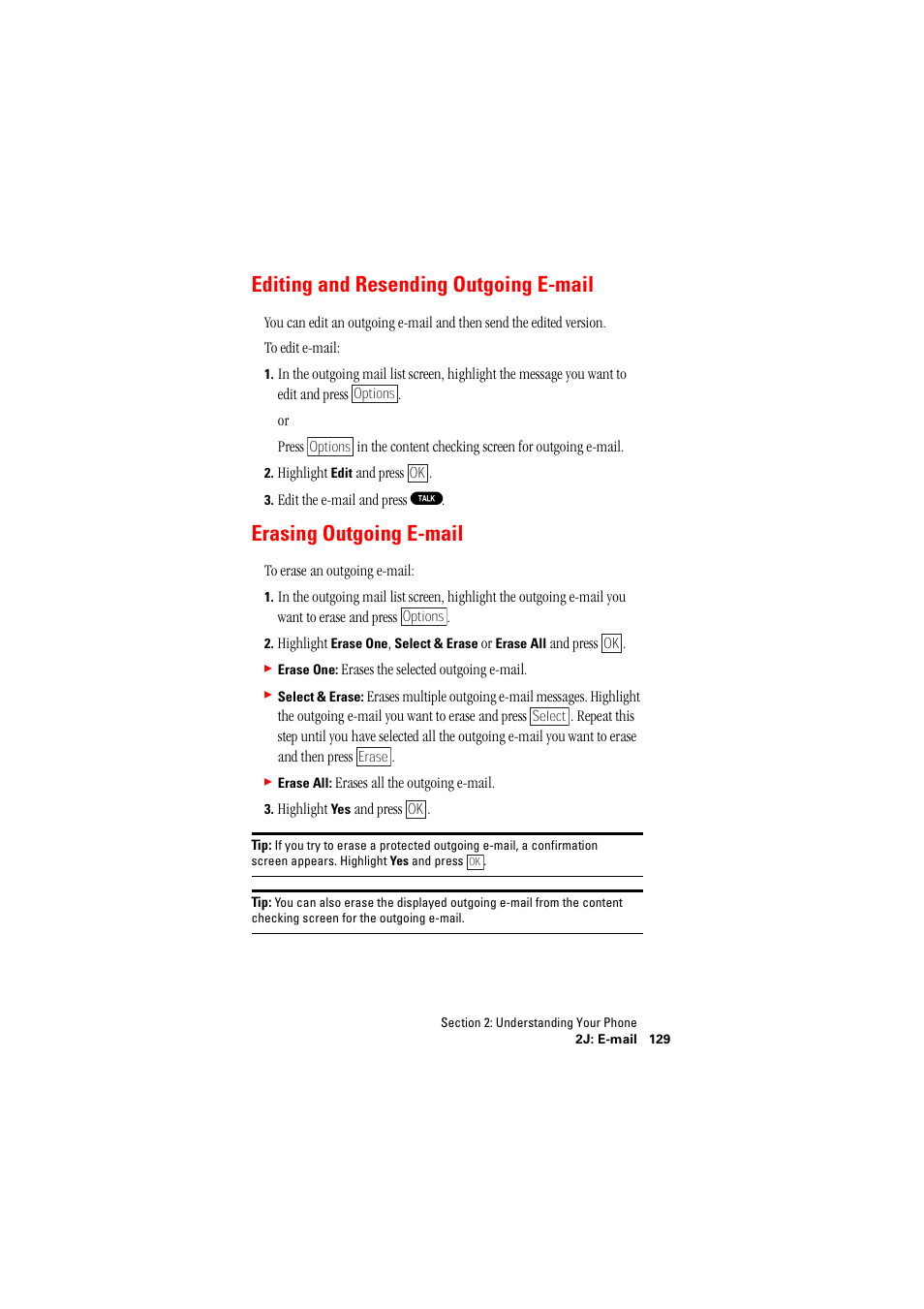 Editing and resending outgoing email, Erasing outgoing email, Editing and resending outgoing e-mail | Erasing outgoing e-mail | Hitachi SINGLE-BAND PCS PHONE SH-P300 User Manual | Page 138 / 455